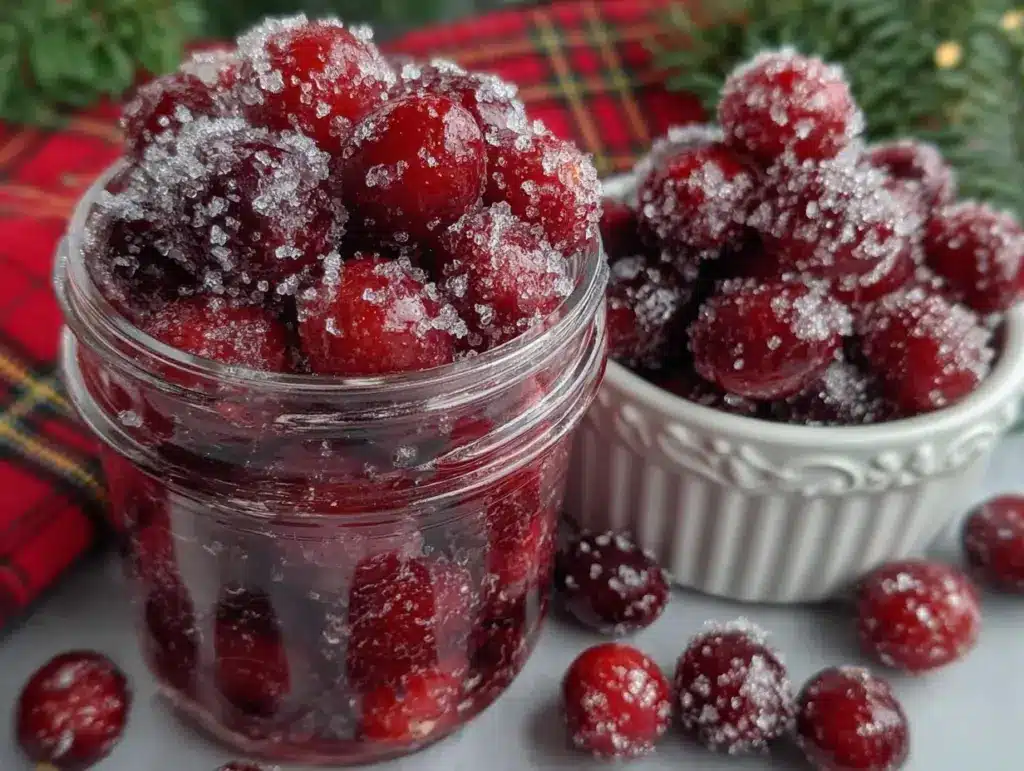 vanilla sugared cranberries - featured image