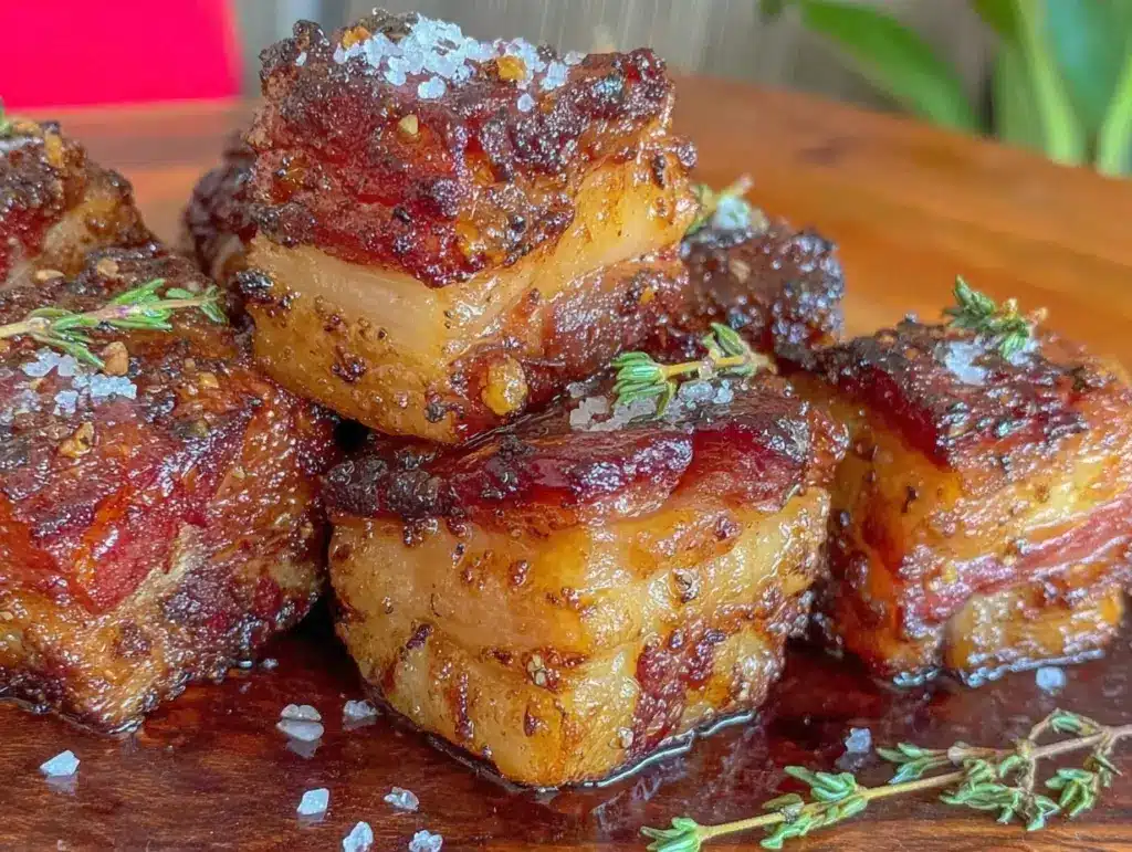 air fryer pork belly bites - featured image
