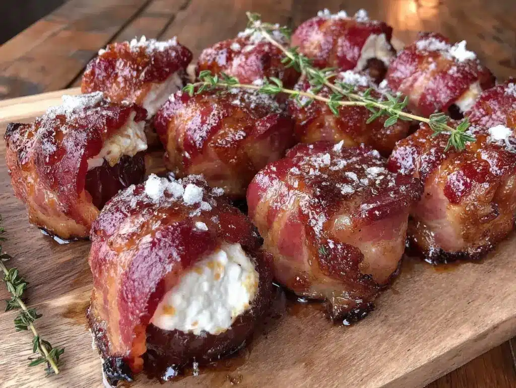 bacon wrapped dates with goat cheese - featured image