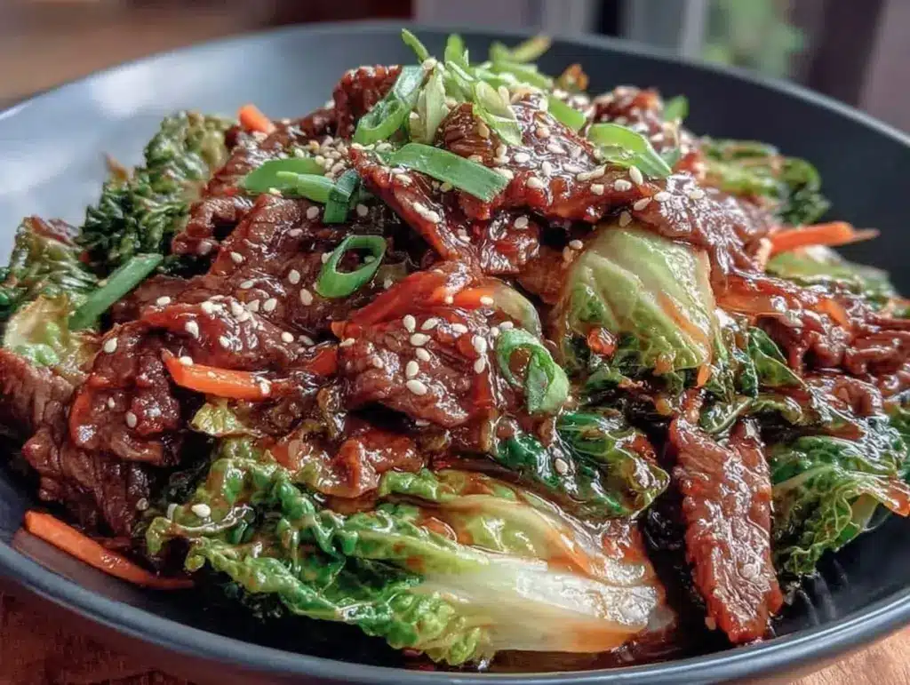 beef and cabbage stir fry recipe - featured image