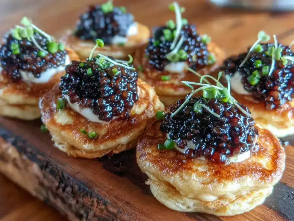 caviar blini bites - featured image