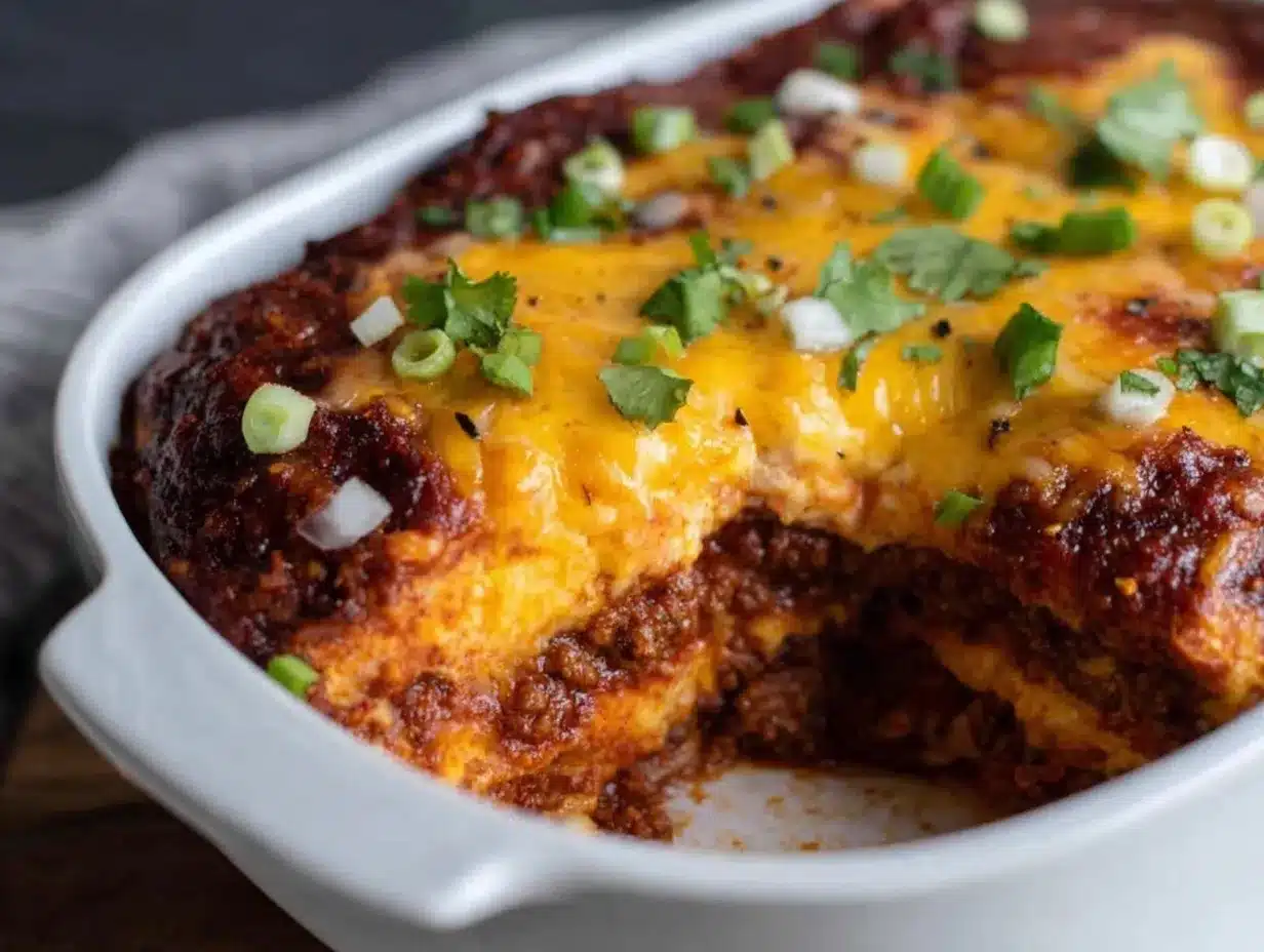 cheesy beef enchilada casserole preparation steps