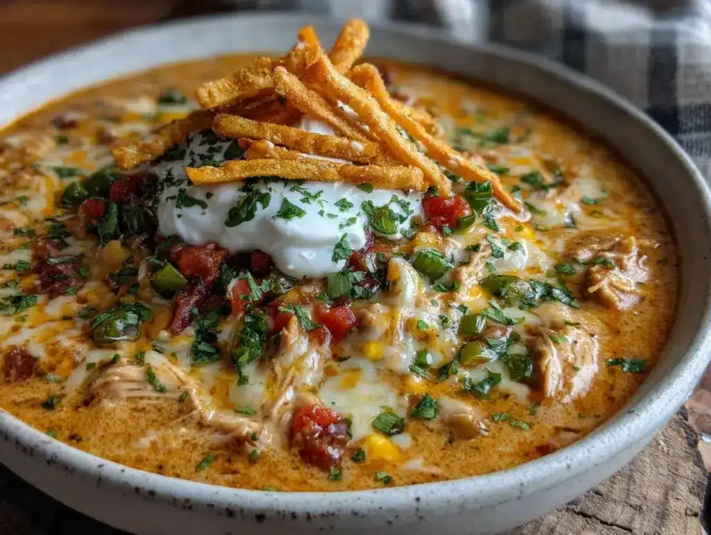 cheesy chicken enchilada soup - featured image