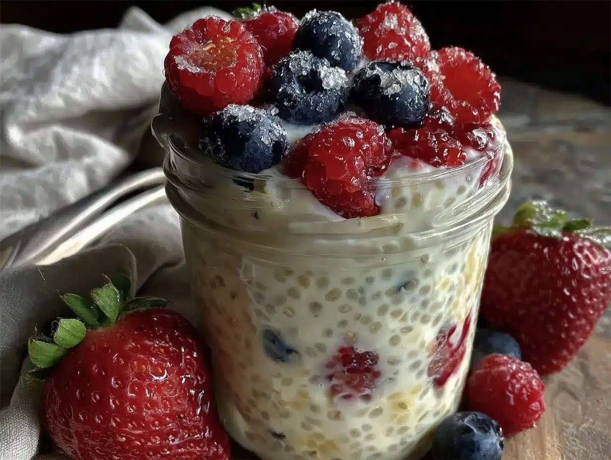chia seed pudding with berries preparation steps