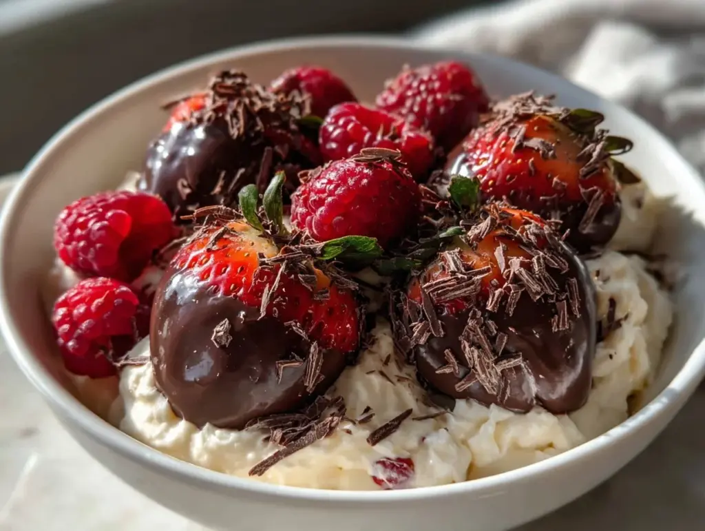 chocolate covered strawberries cottage cheese bowl - featured image