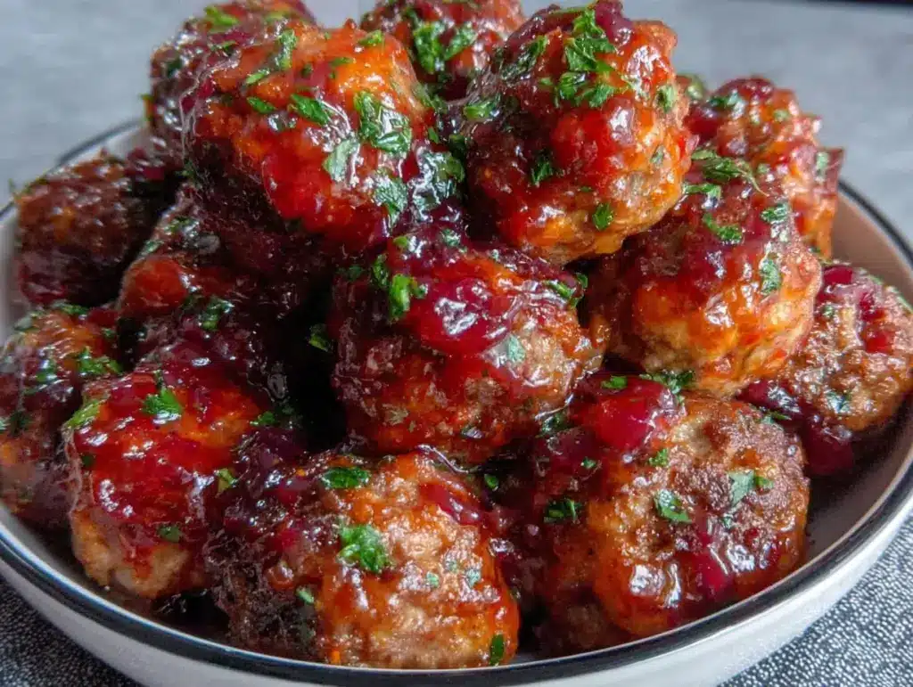 christmas cranberry meatballs - featured image