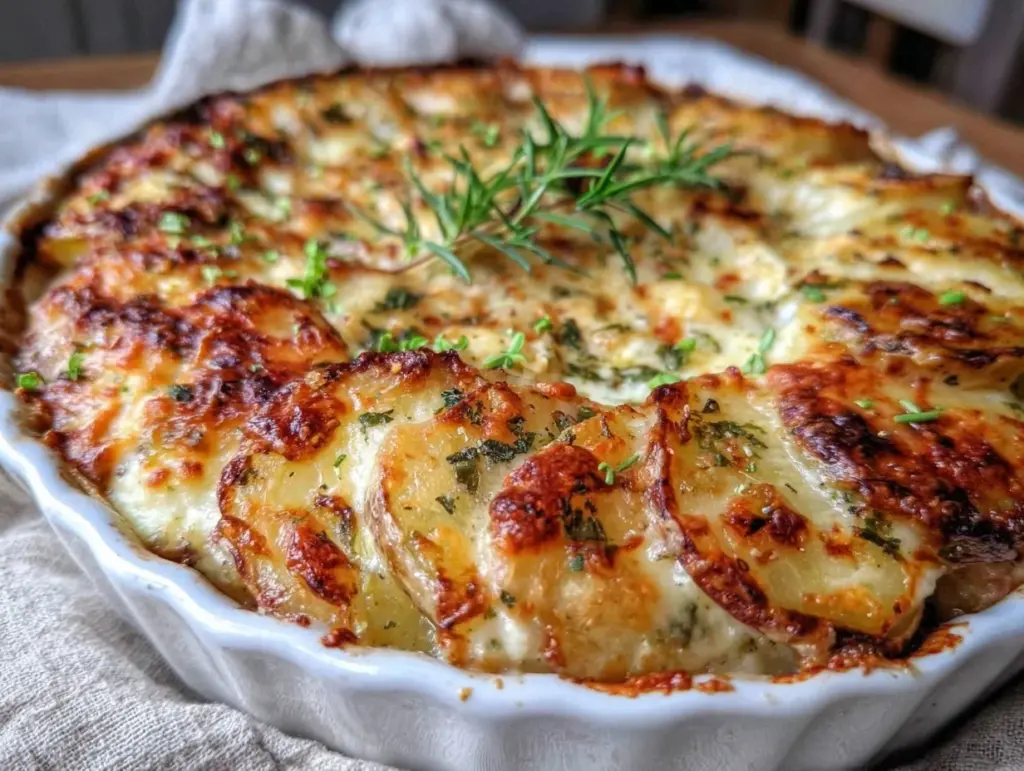 cozy cheesy comfort casserole - featured image
