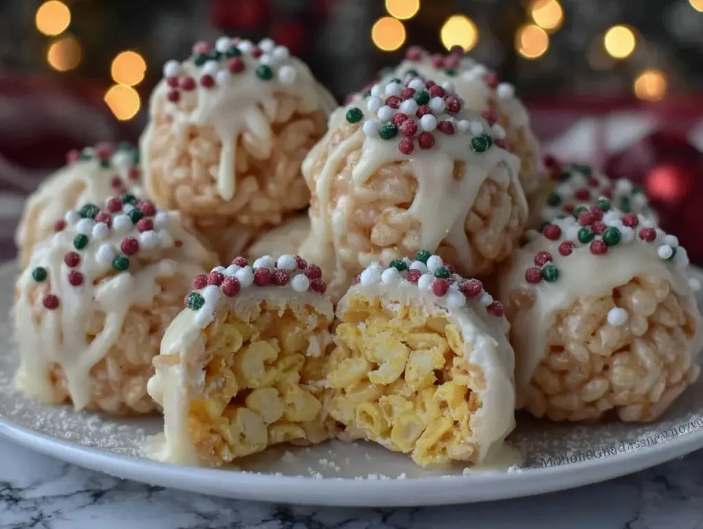 cozy christmas rice crispy treats - featured image