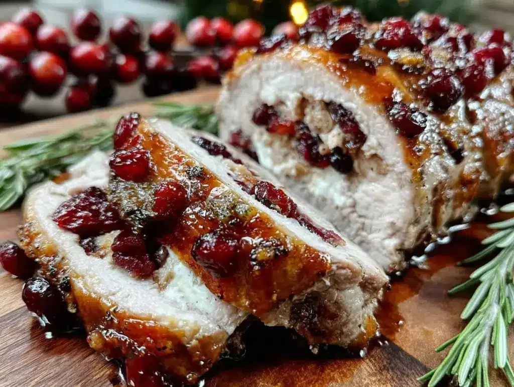 cranberry stuffed pork tenderloin - featured image