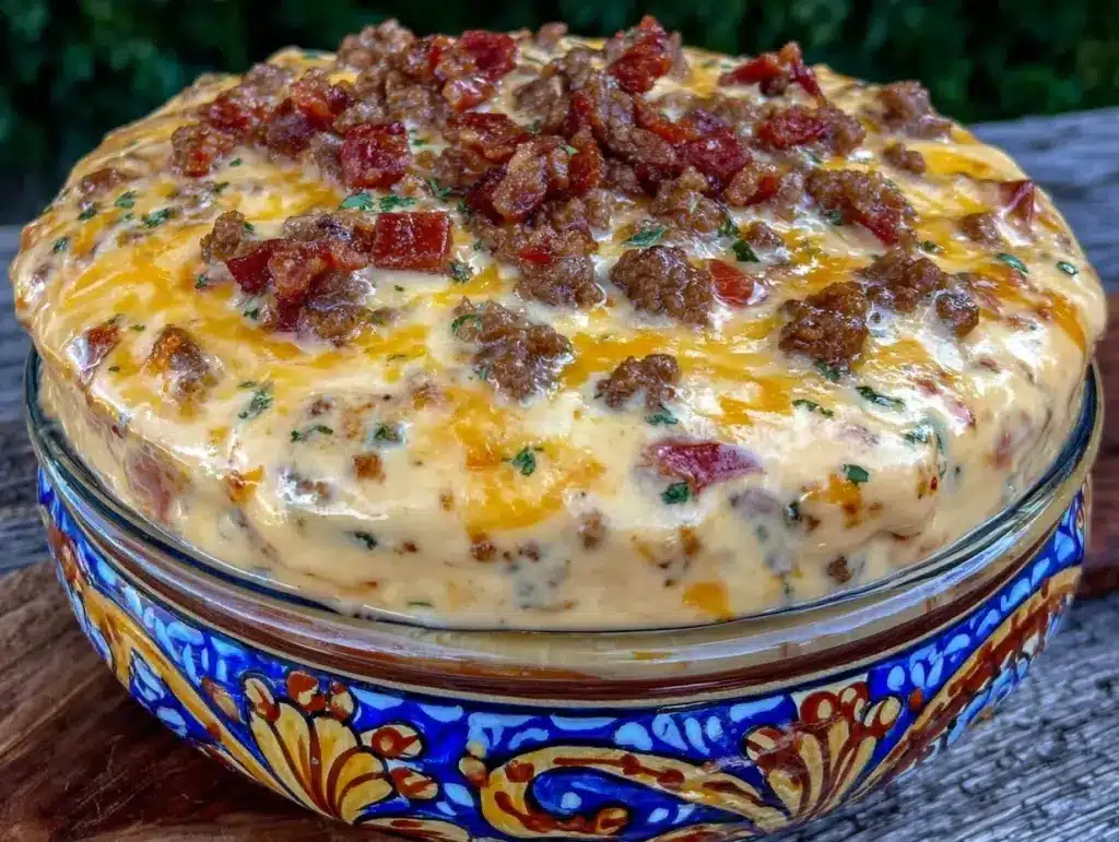 creamy cheesy rotel ranch queso - featured image