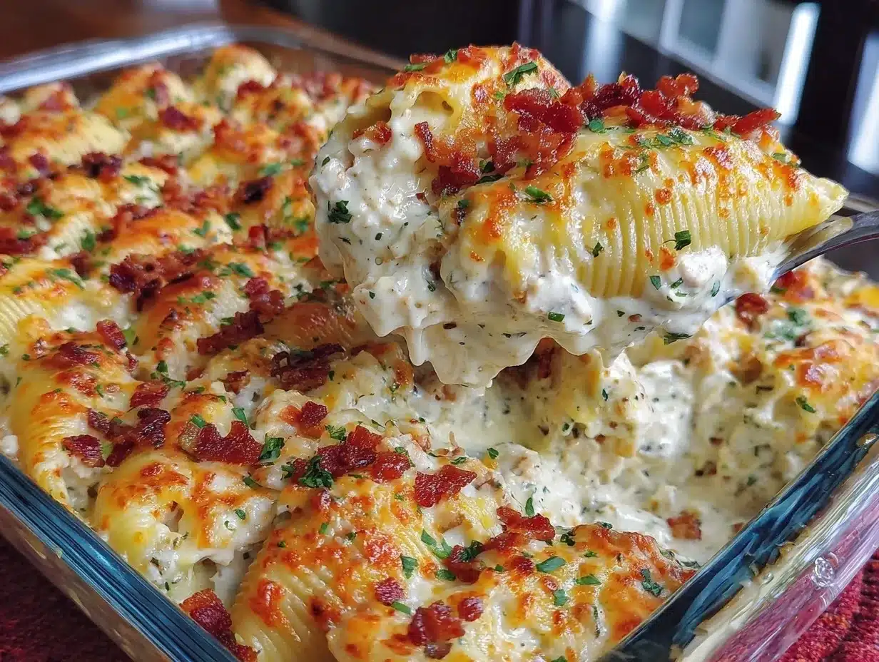 creamy chicken Alfredo stuffed shells preparation steps