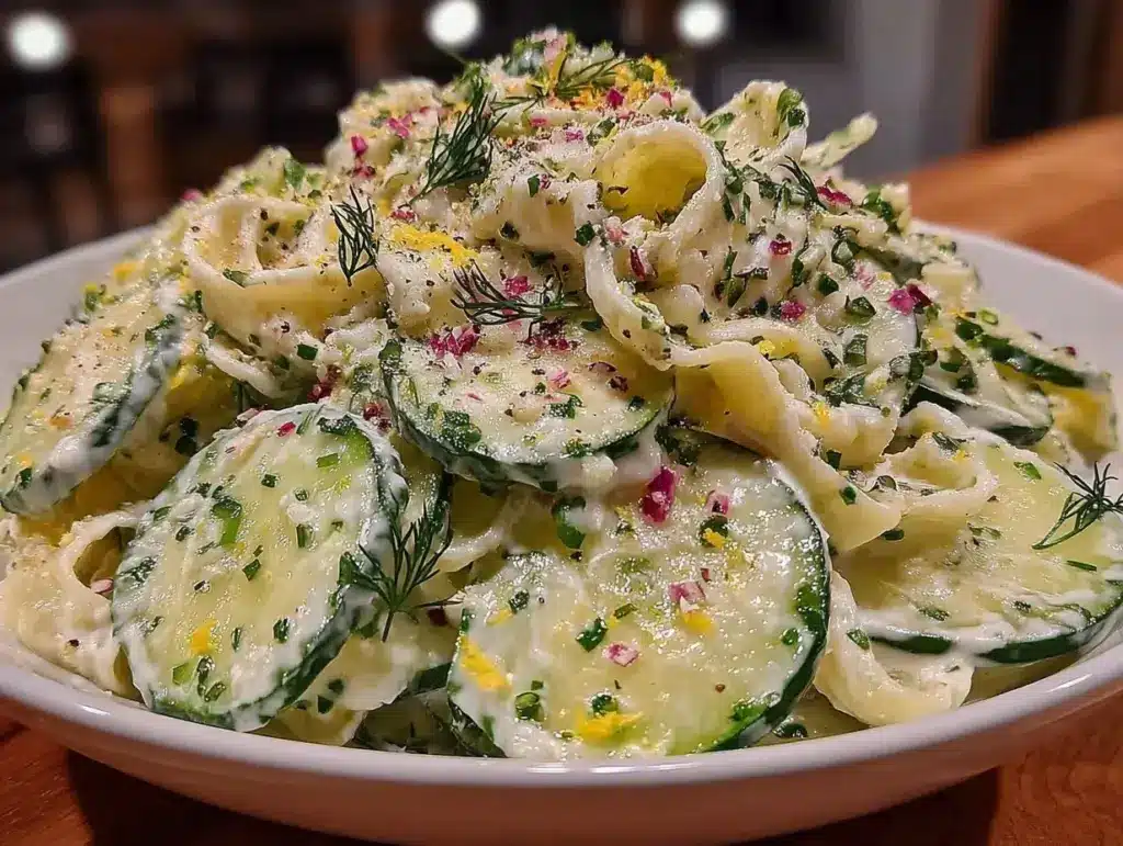 creamy cucumber salad recipe - featured image