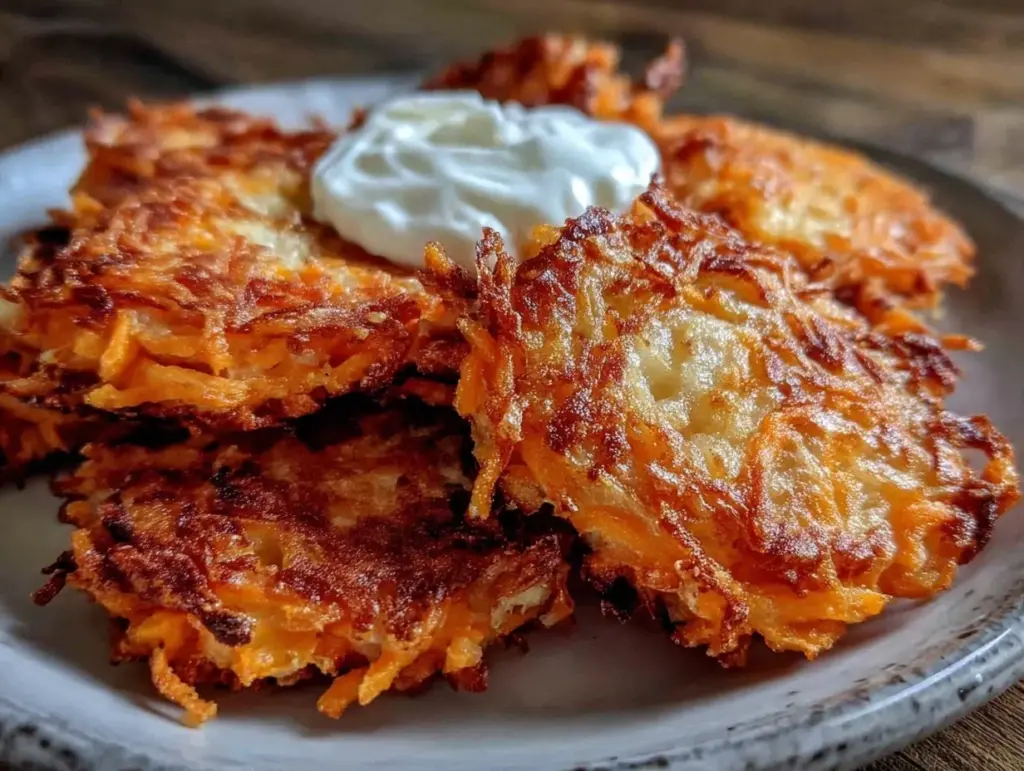 crispy sweet potato latkes - featured image