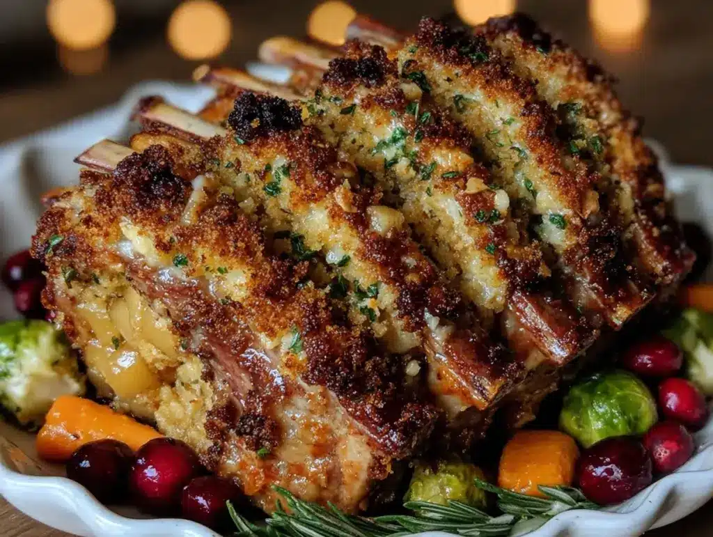 crown roast of pork with apple stuffing - featured image