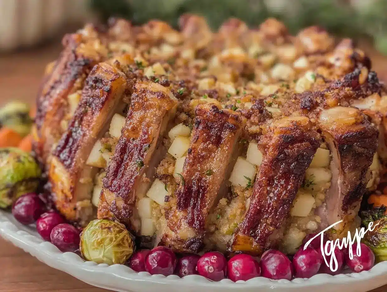 crown roast of pork with apple stuffing preparation steps