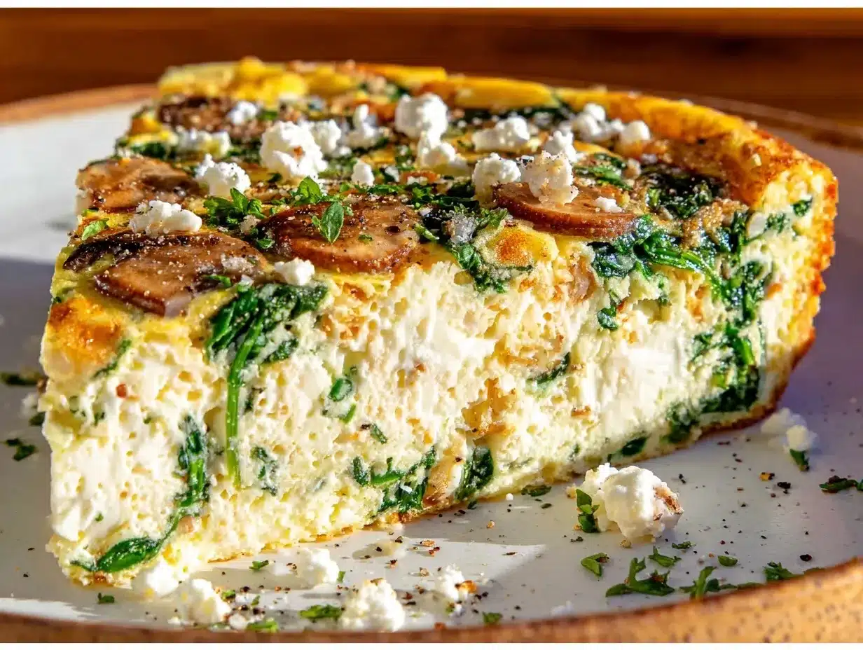 fluffy spinach mushroom egg white frittata preparation steps