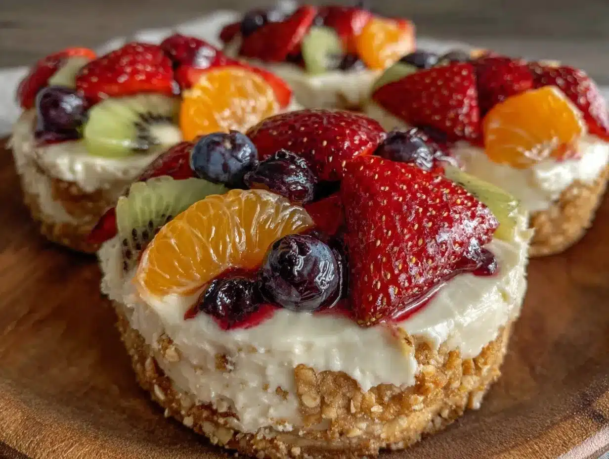 fruit pizza on cookie preparation steps