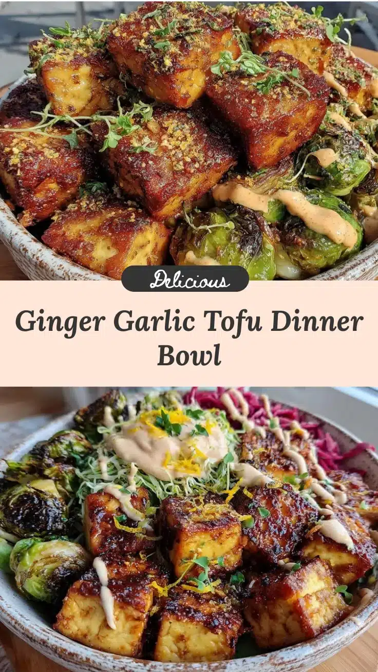 ginger garlic tofu dinner bowl recipe