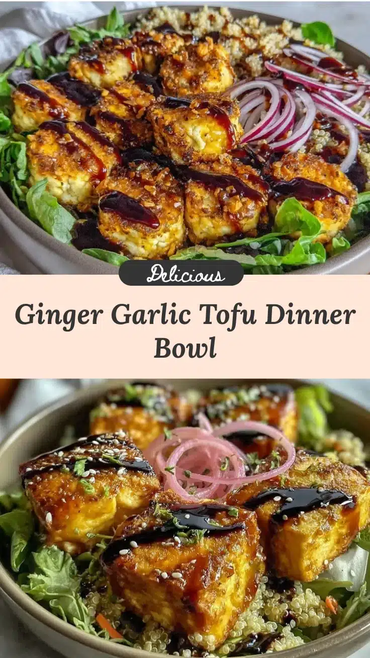 ginger garlic tofu dinner bowl recipe