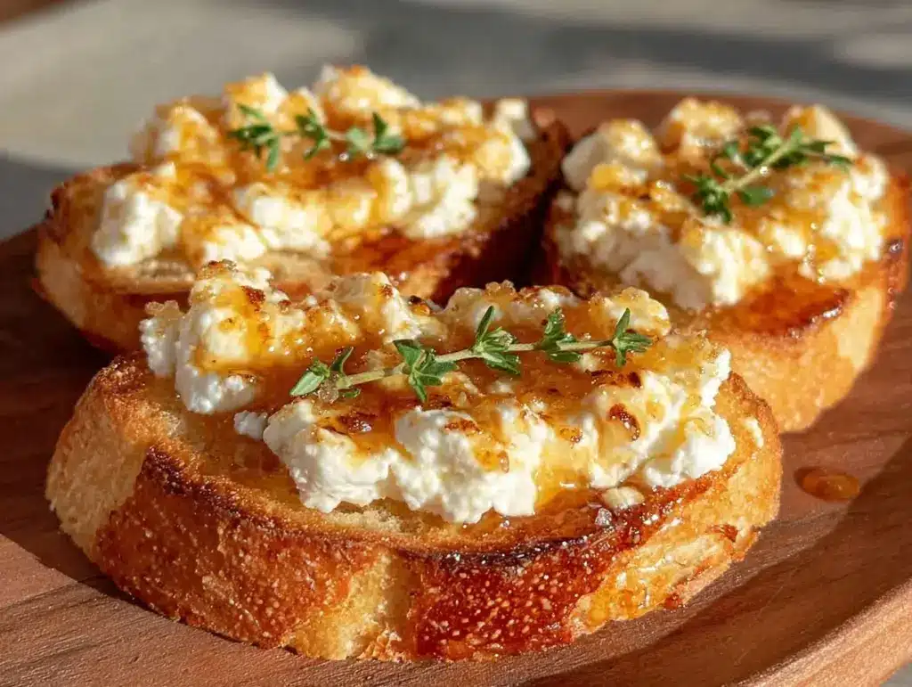 goat cheese and honey crostini - featured image
