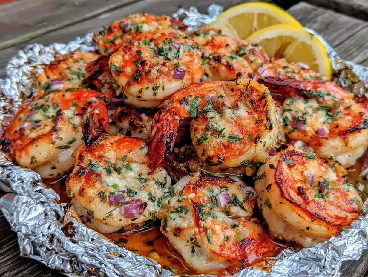 grilled garlic shrimp foil packets preparation steps