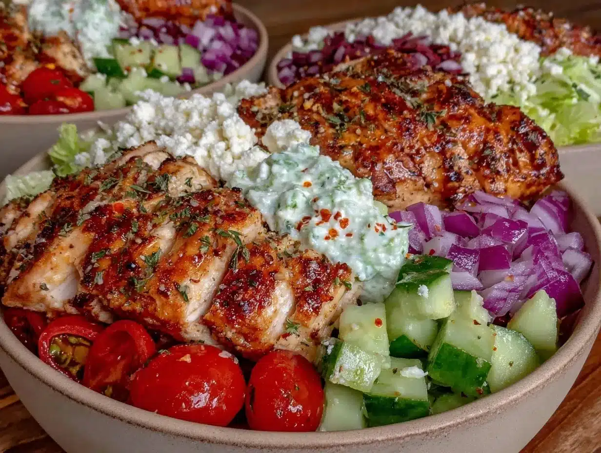 healthy greek chicken bowls preparation steps