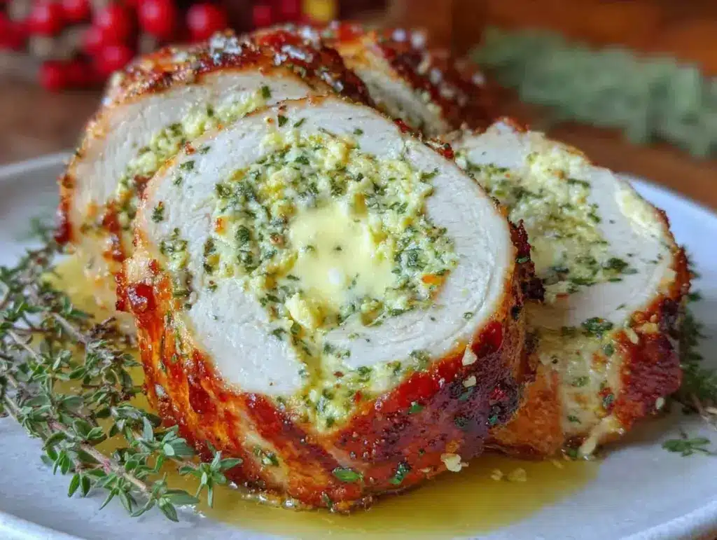 herb butter turkey roulade - featured image