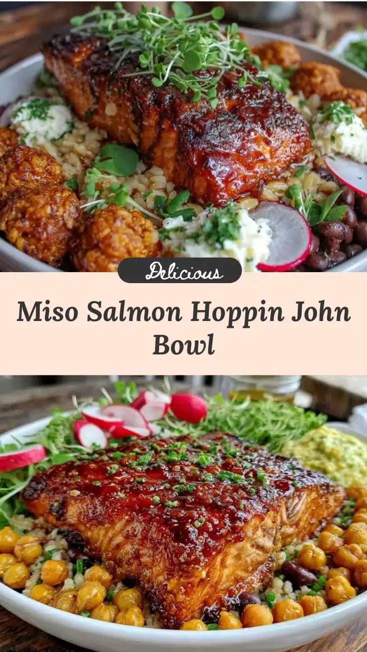 hoppin john bowl with miso-glazed salmon recipe