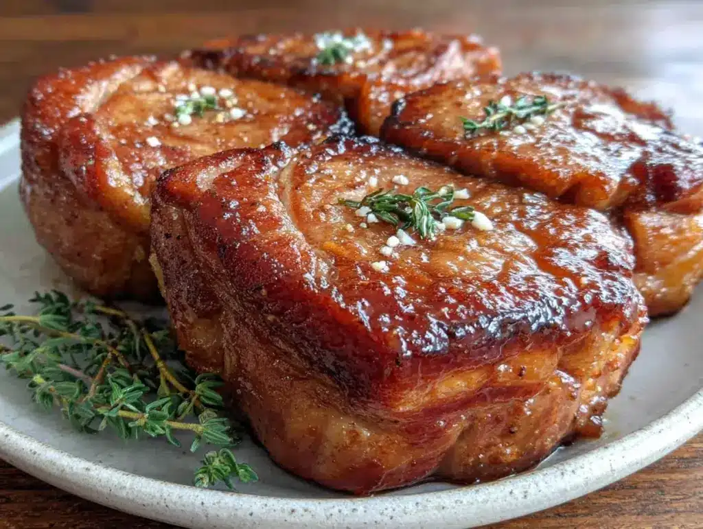 maple bourbon glazed ham steaks - featured image