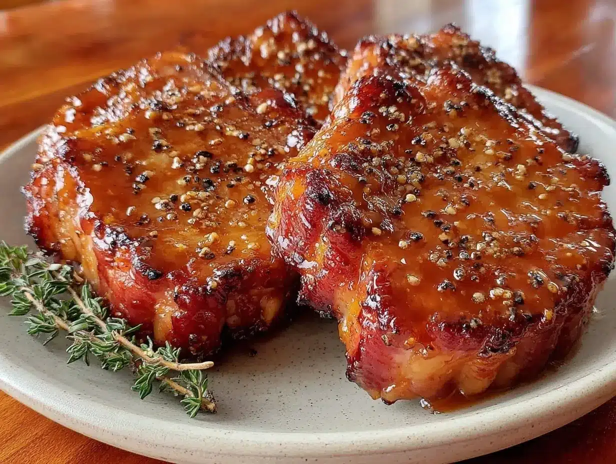maple bourbon glazed ham steaks preparation steps