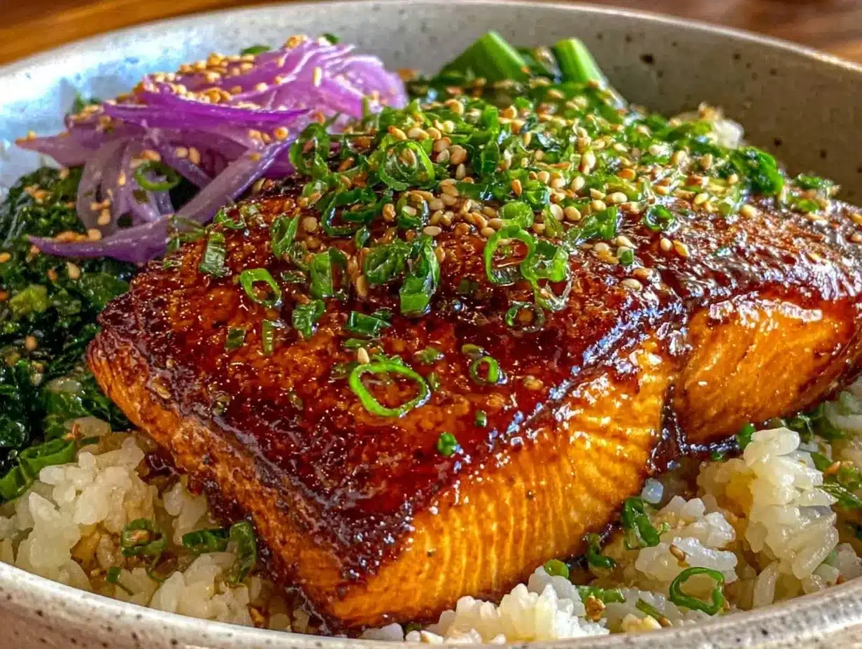 miso-glazed salmon dinner bowl preparation steps