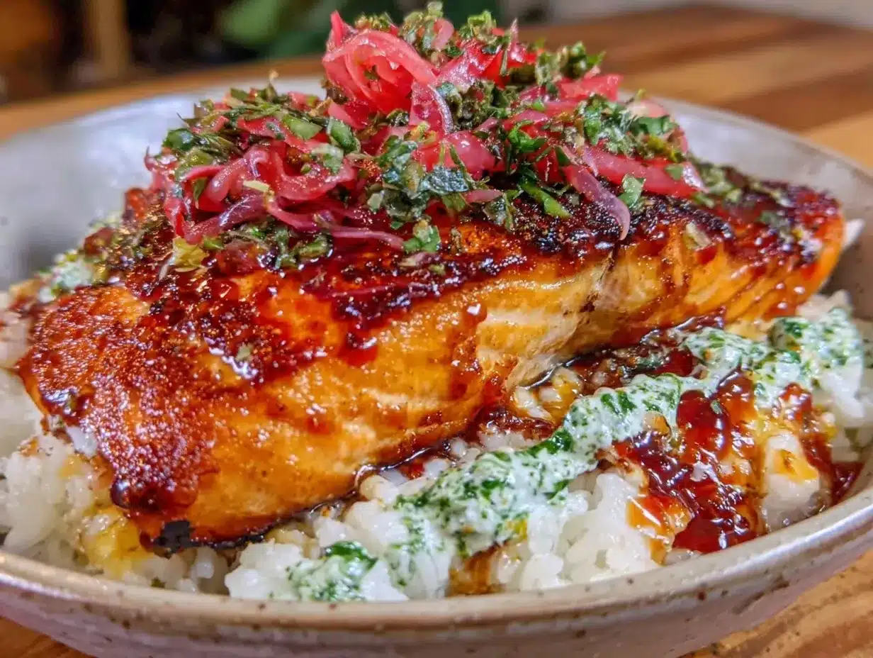 miso-glazed salmon dinner bowl preparation steps