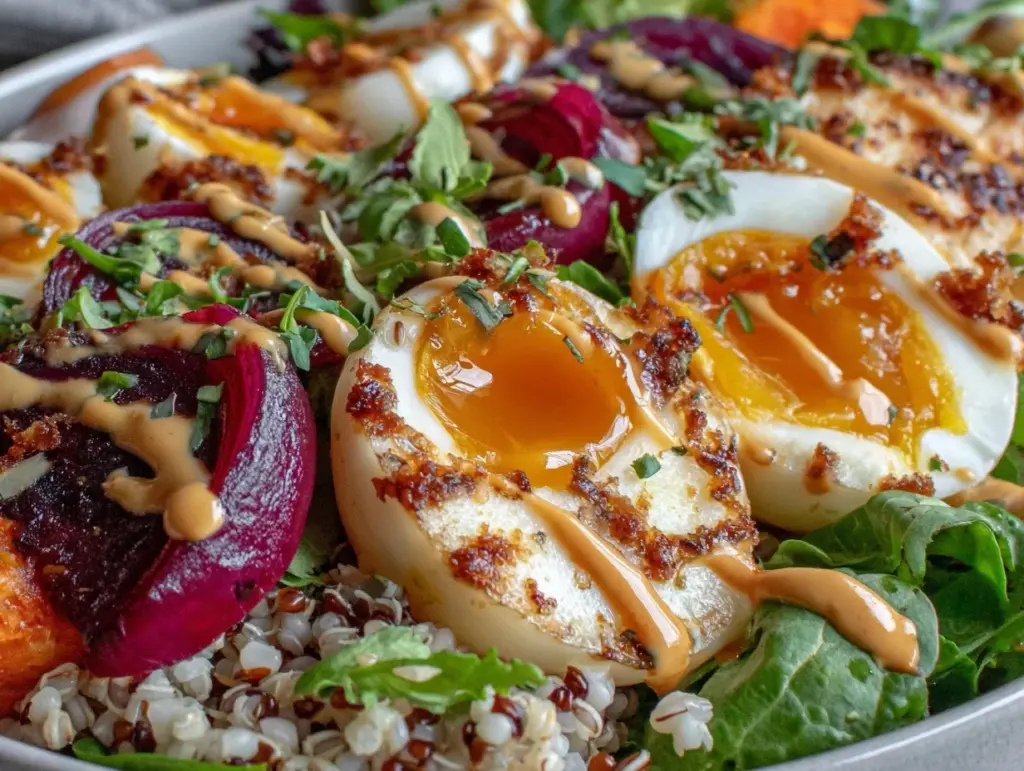 New Years Eve dinner bowl with soft-boiled eggs - featured image