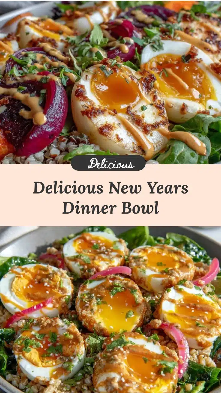New Years Eve dinner bowl with soft-boiled eggs recipe