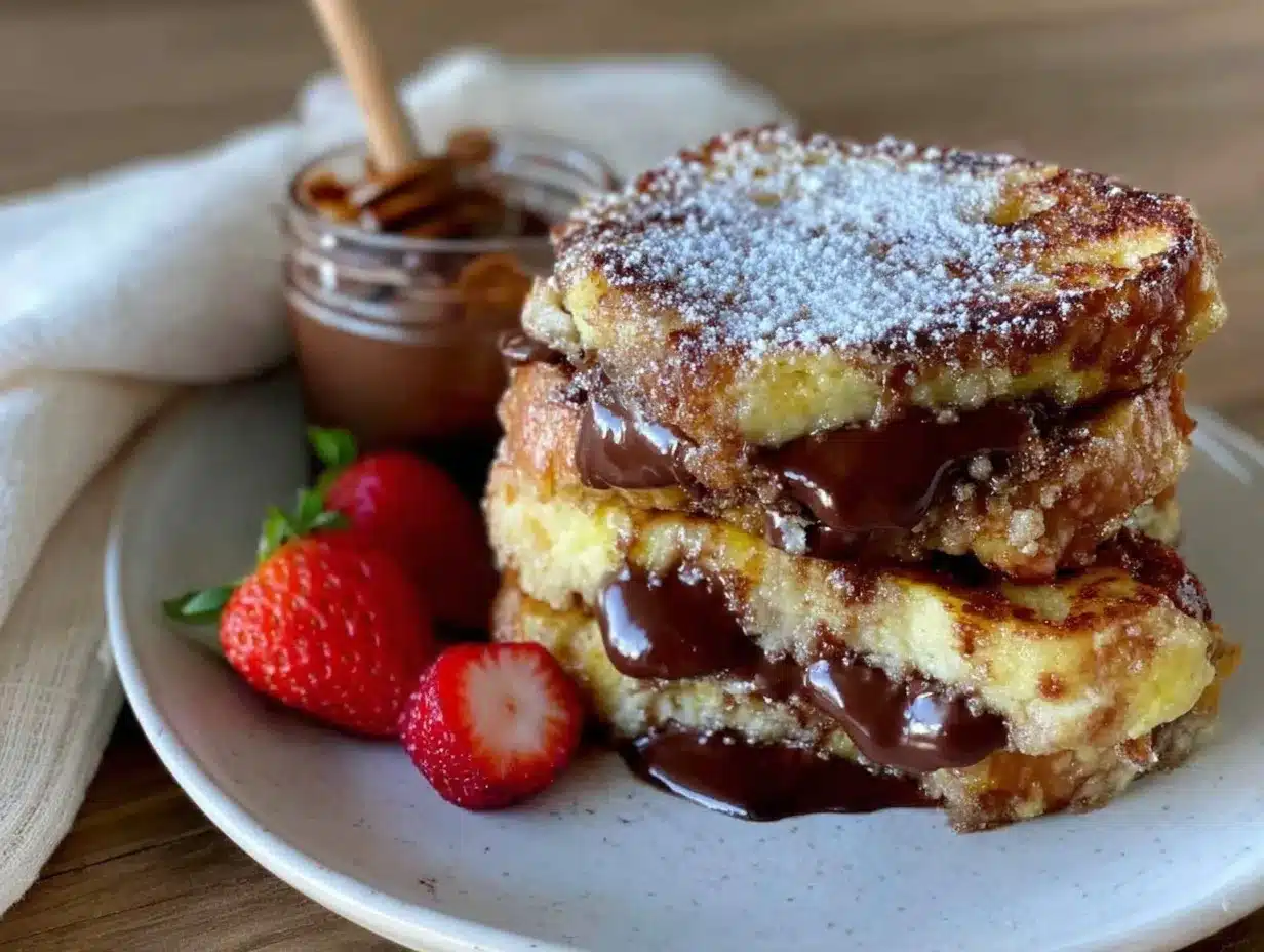 Nutella-stuffed French toast preparation steps