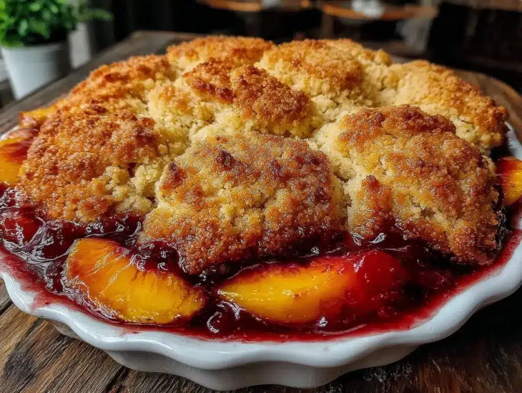 old fashioned peach cobbler recipe - featured image