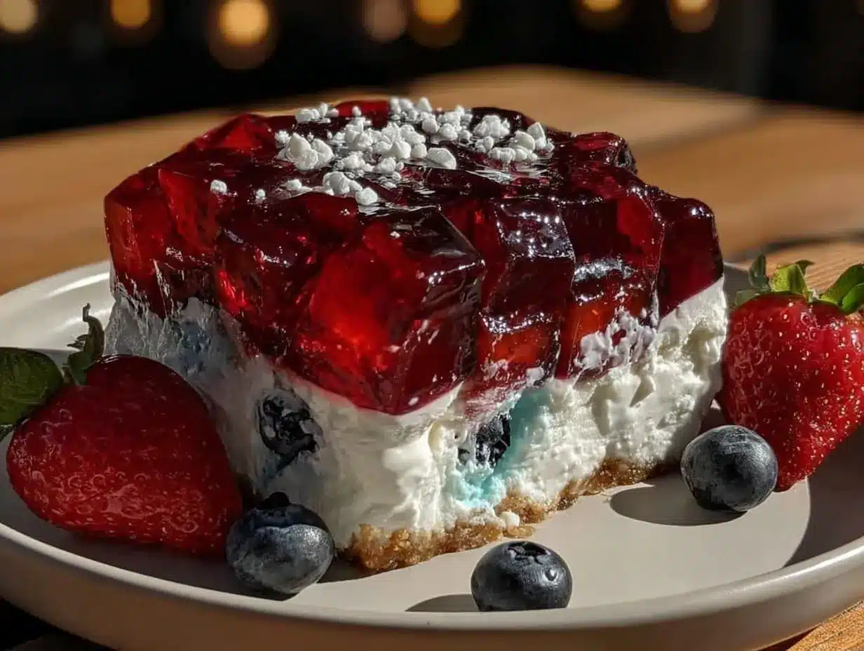 patriotic red white and blue jello salad preparation steps