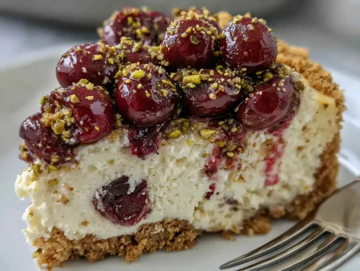 perfect cherry pistachio cheesecake preparation steps