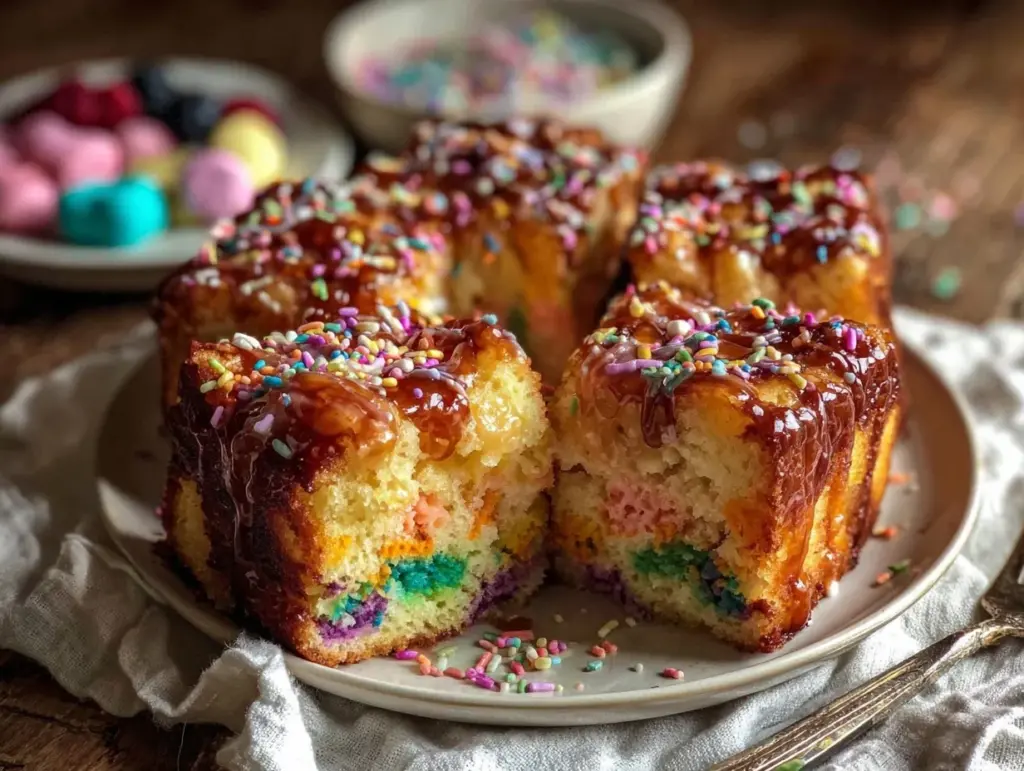 rainbow poke cake - featured image