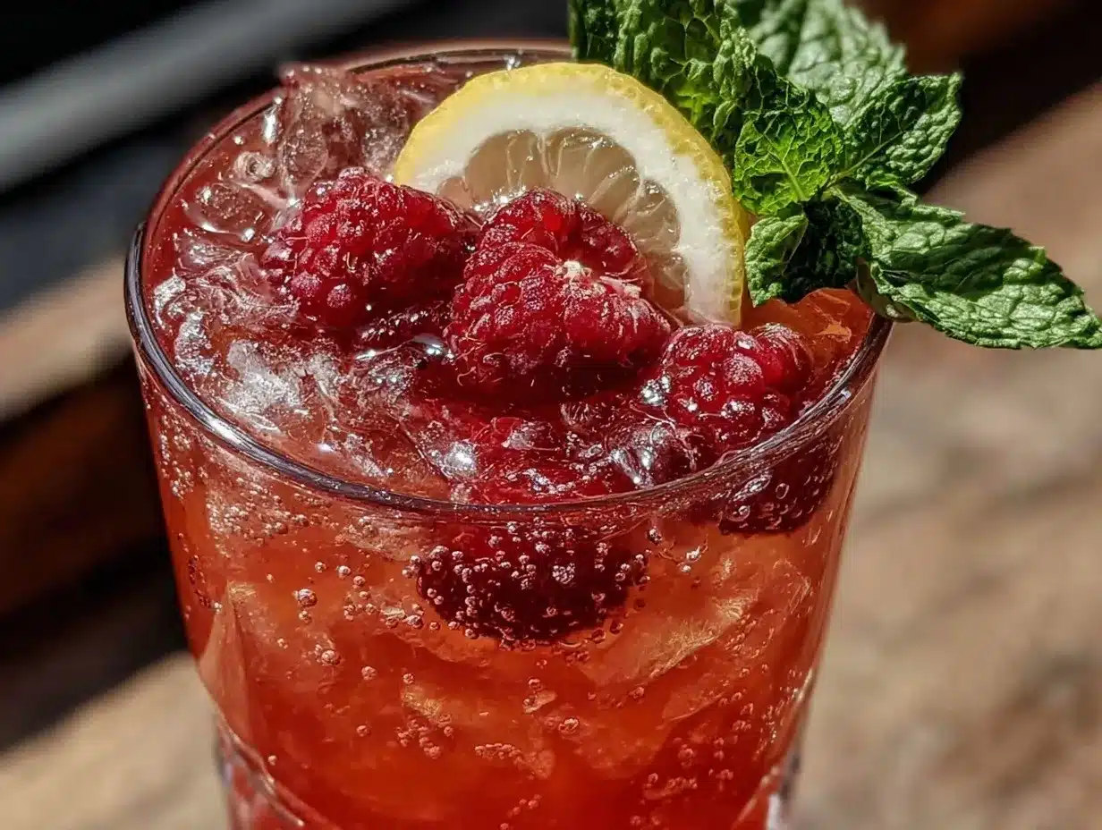 raspberry vodka lemonade cocktail preparation steps