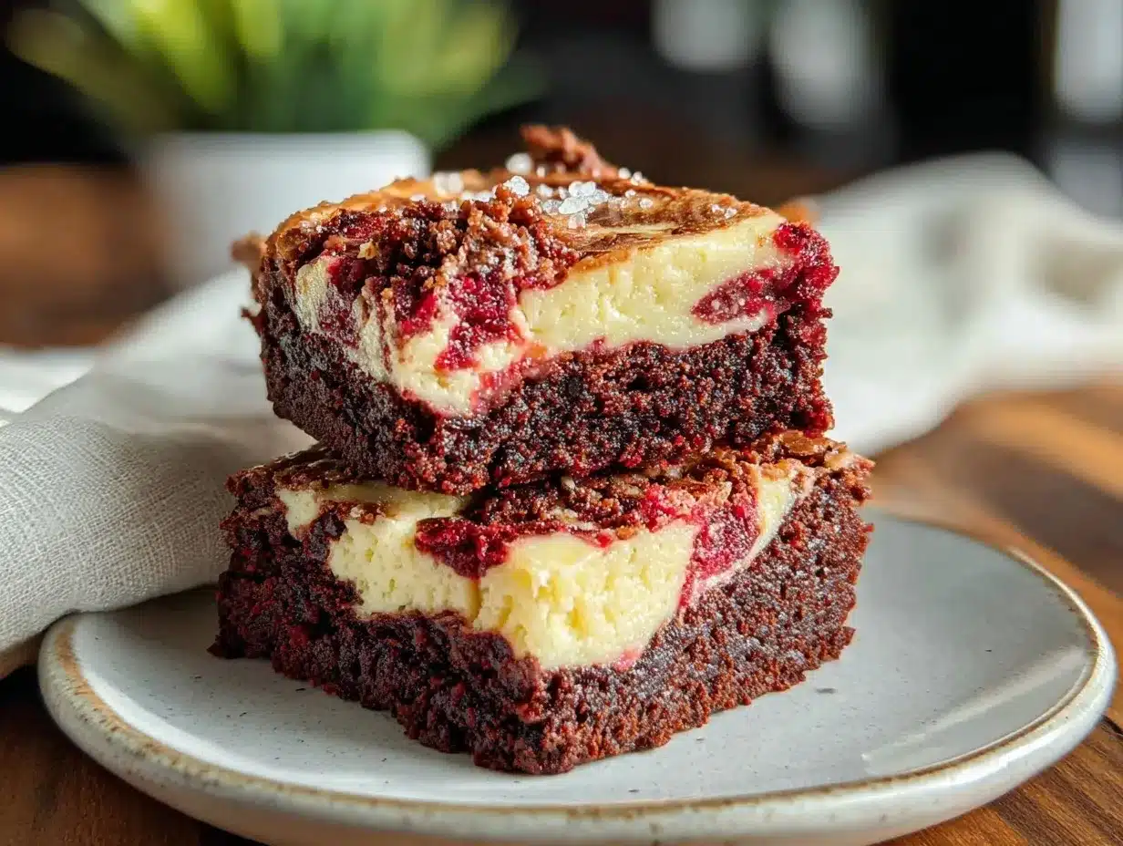 red velvet cheesecake swirl brownies preparation steps