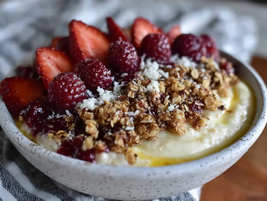 romantic berry oatmeal bowl - featured image