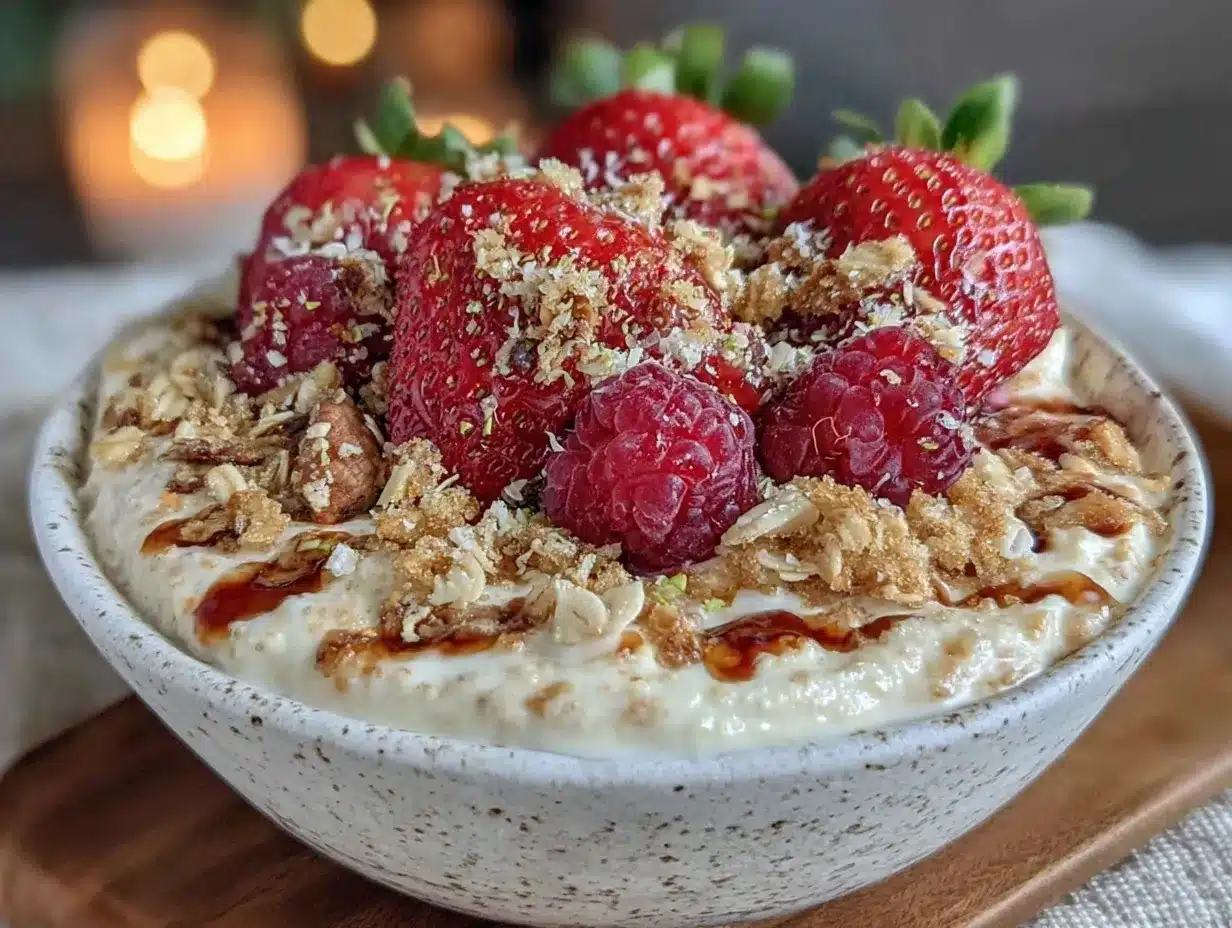 romantic berry oatmeal bowl preparation steps