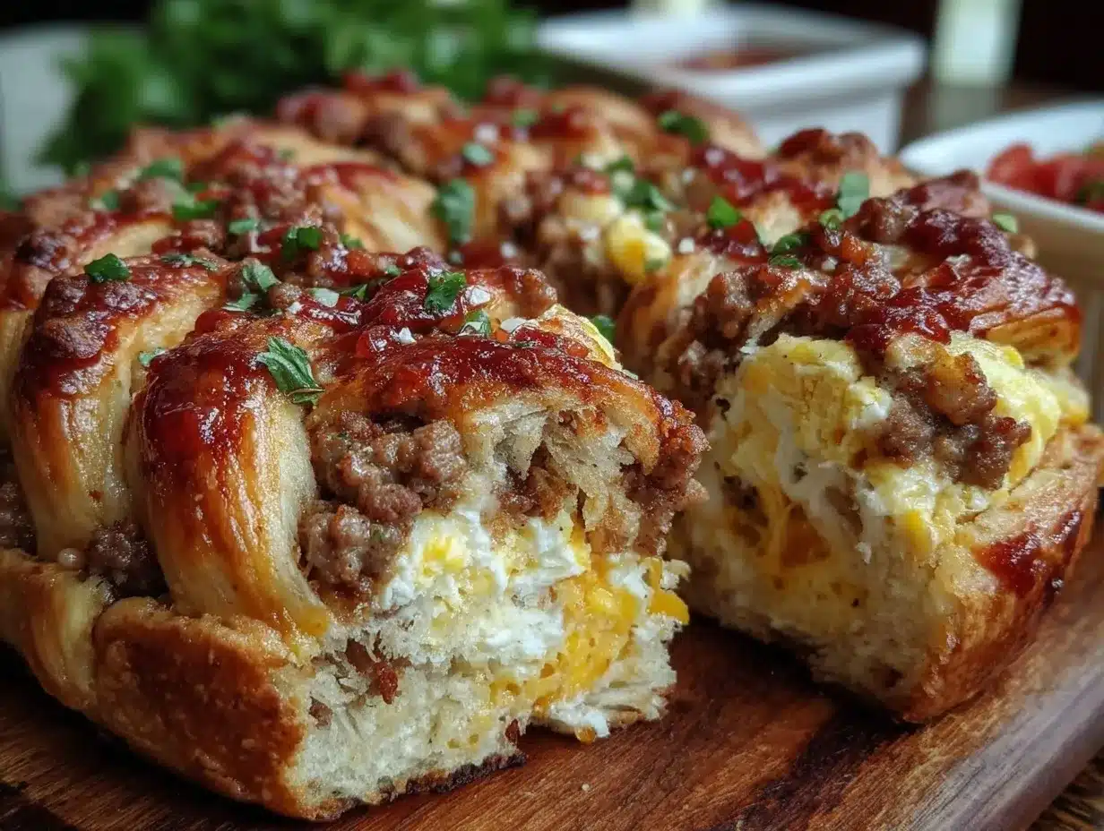 sausage and egg breakfast braid preparation steps
