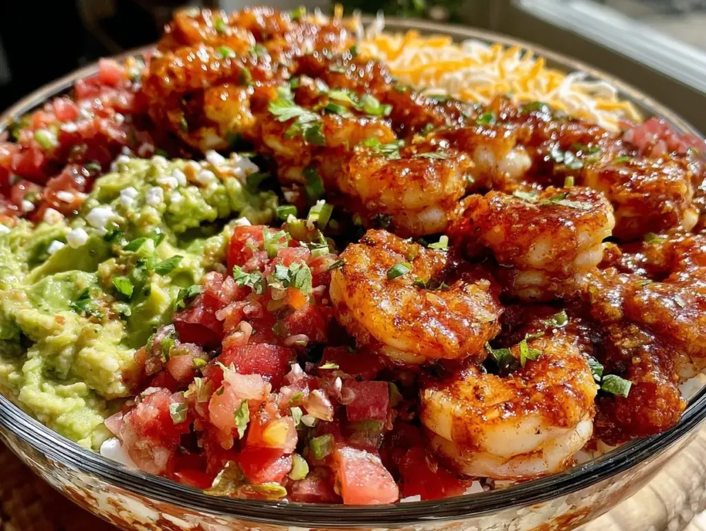 seven-layer party bowl with shrimp scampi - featured image