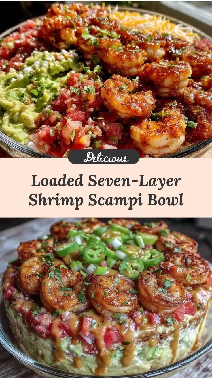 seven-layer party bowl with shrimp scampi recipe
