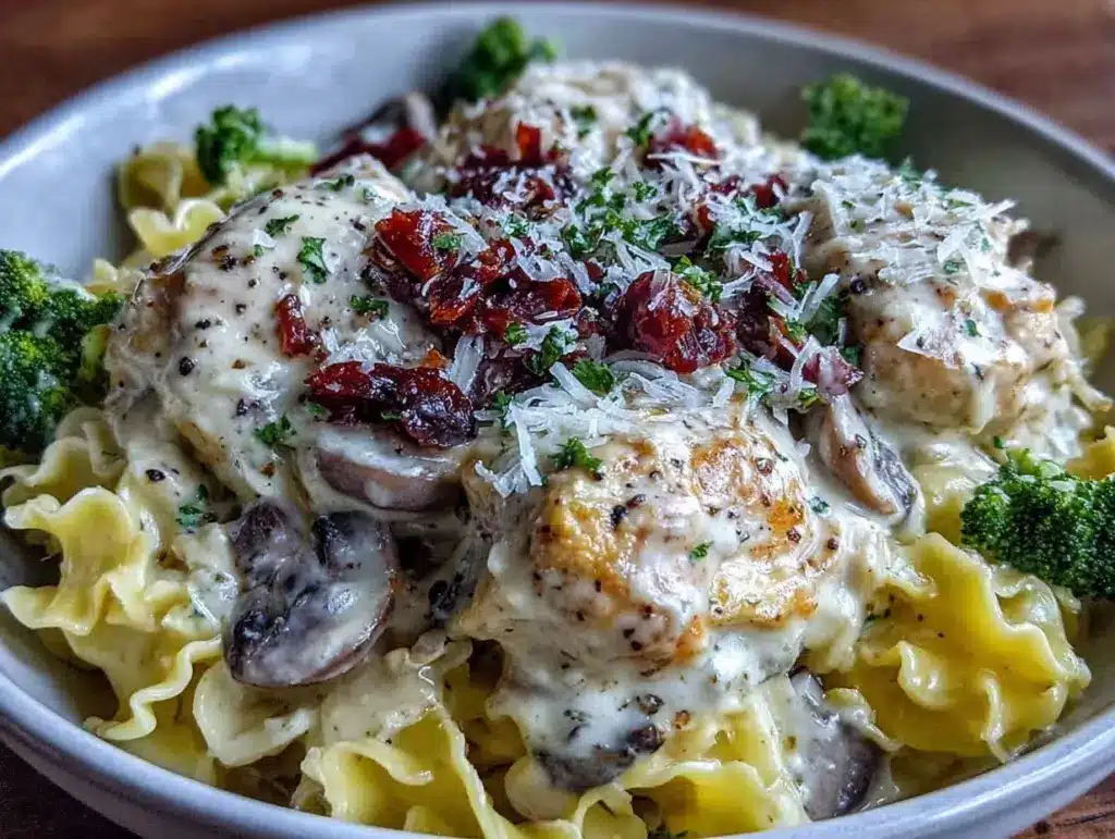 slow cooker chicken alfredo recipe - featured image
