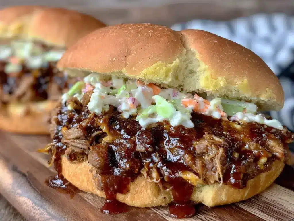 slow cooker pulled pork sandwich - featured image