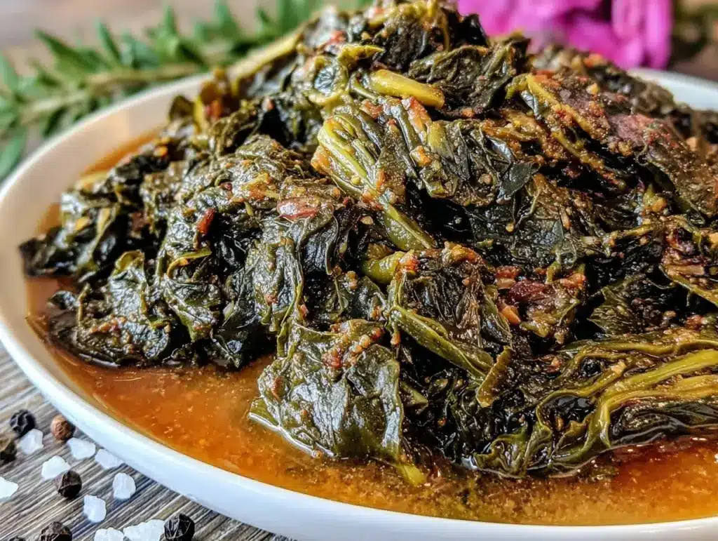 southern-style greens recipe with pot likker - featured image