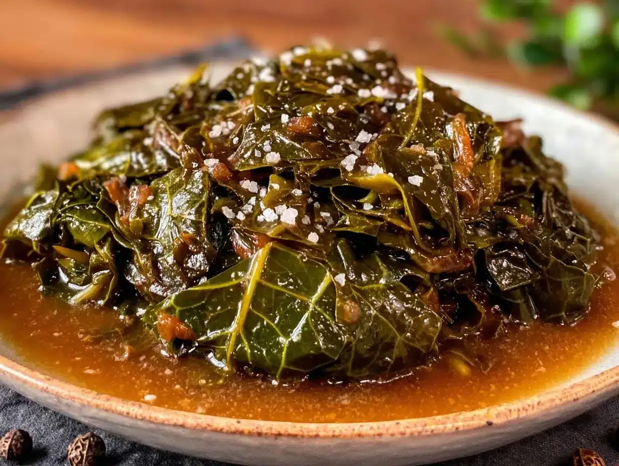 southern-style greens recipe with pot likker preparation steps